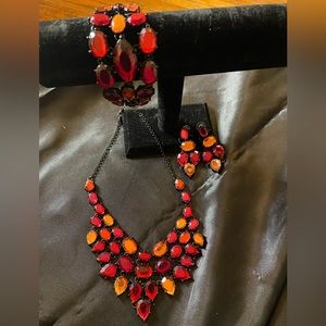 Large Orange and Red Jewelry Set